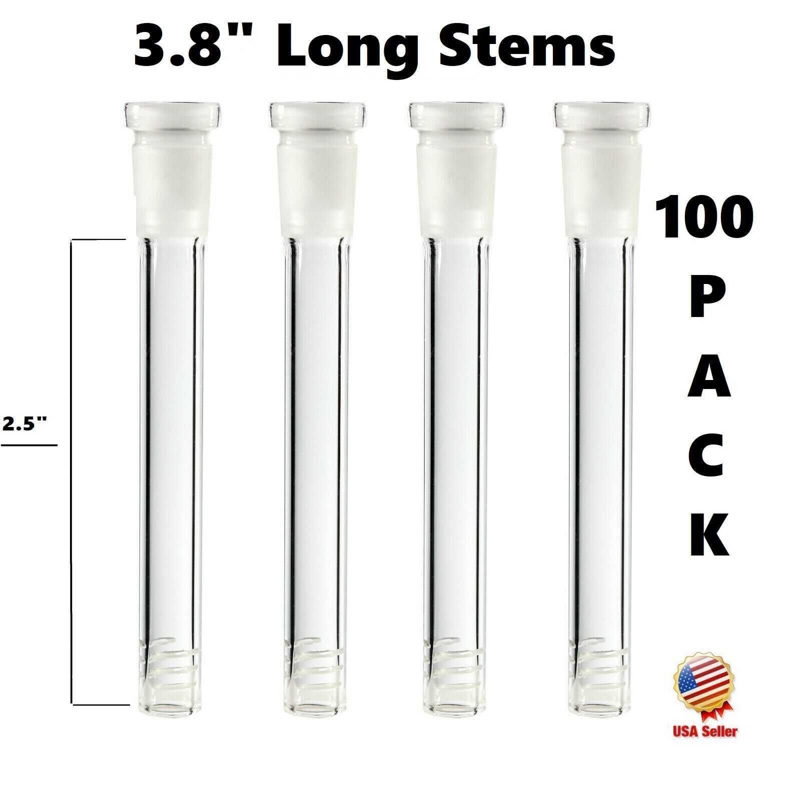 100-Pack 2.5 inch (Full Length: 3.8 Inch) Glass Downstems (18mm x14mm)