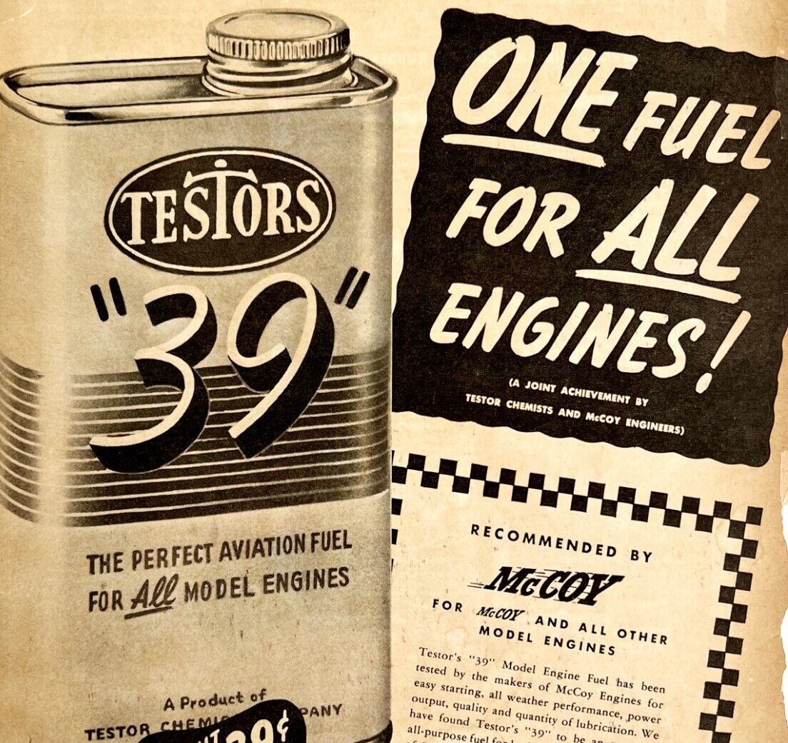 1949 Aviation Testors 39 Airplane Model Fuel Advertisement McCoy Engines