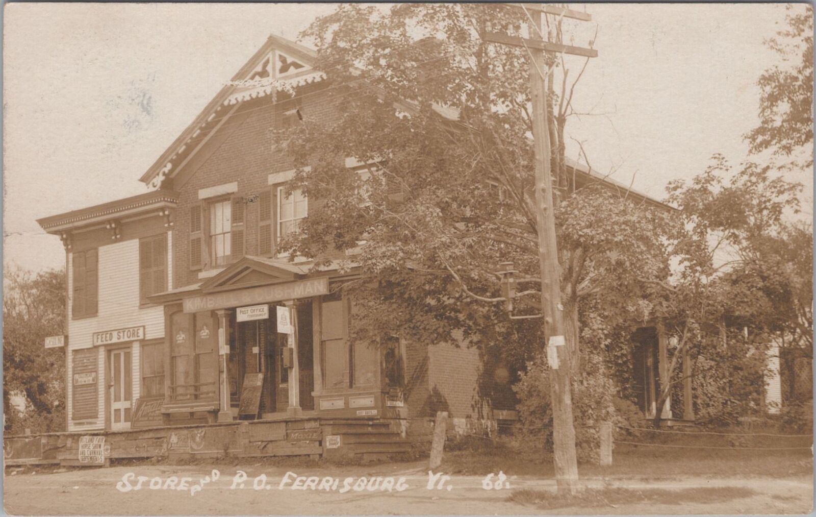 Store Post Office,Ferrisburg Vermont Moxie Rutland Fair Signs 1913 RPPC Postcard