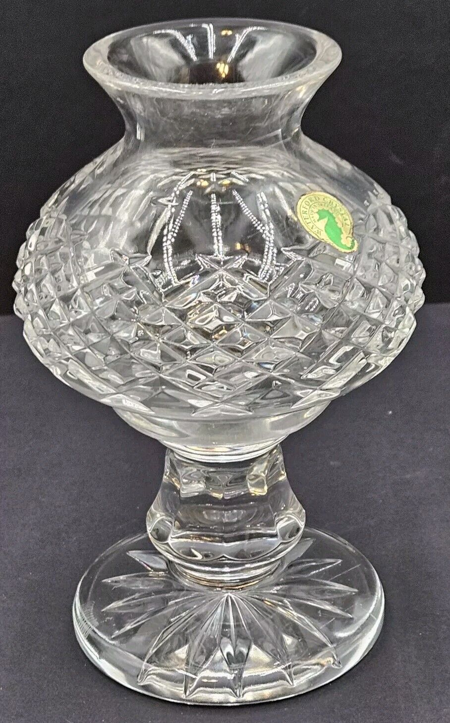 Vintage Waterford Crystal Alana Fairy Hurricane Lamp Votive Tea Light 7.5