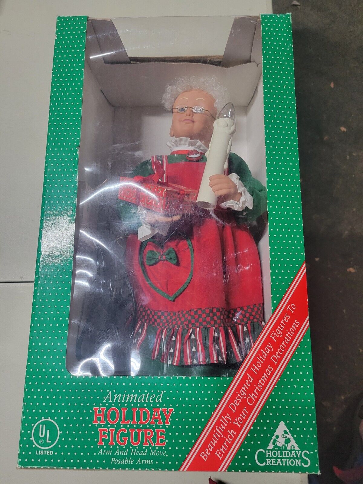 Holiday Creations Animated Mrs Claus motion Christmas decor figure 24” W/box