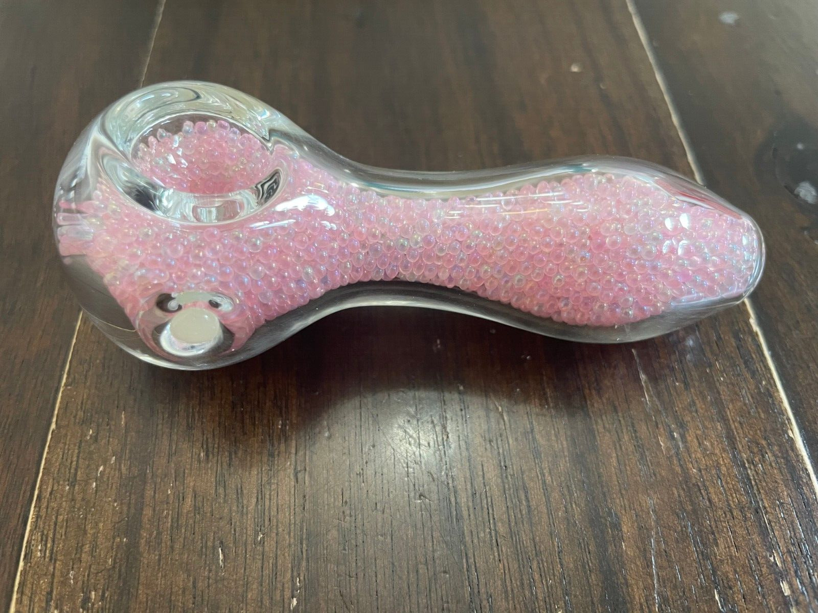 4.5” Premium Glass Pipe Bowl Micro Beads Pink