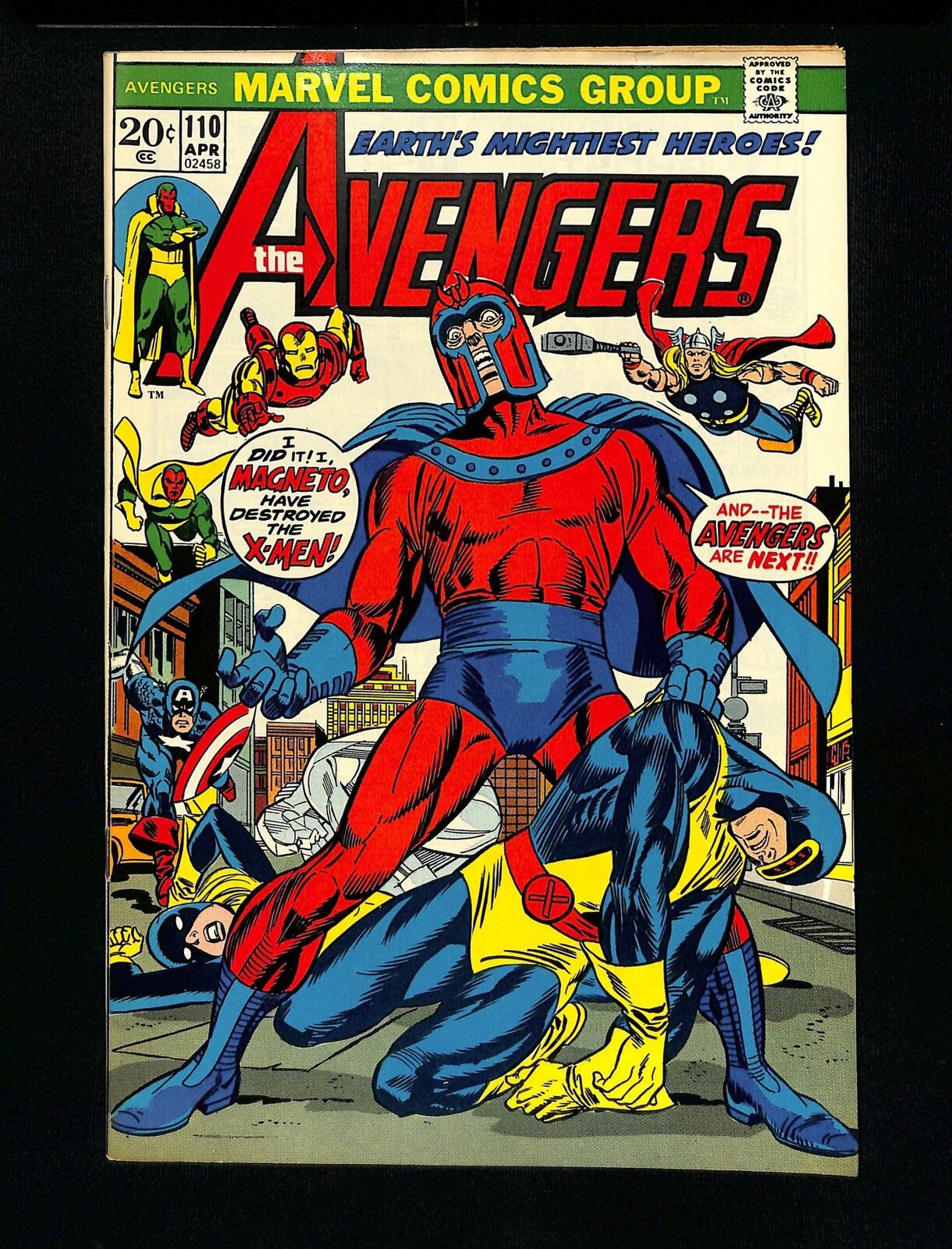 Avengers #110 VF+ 8.5 Magneto Appearance Guest-starring the X-Men Marvel 1973