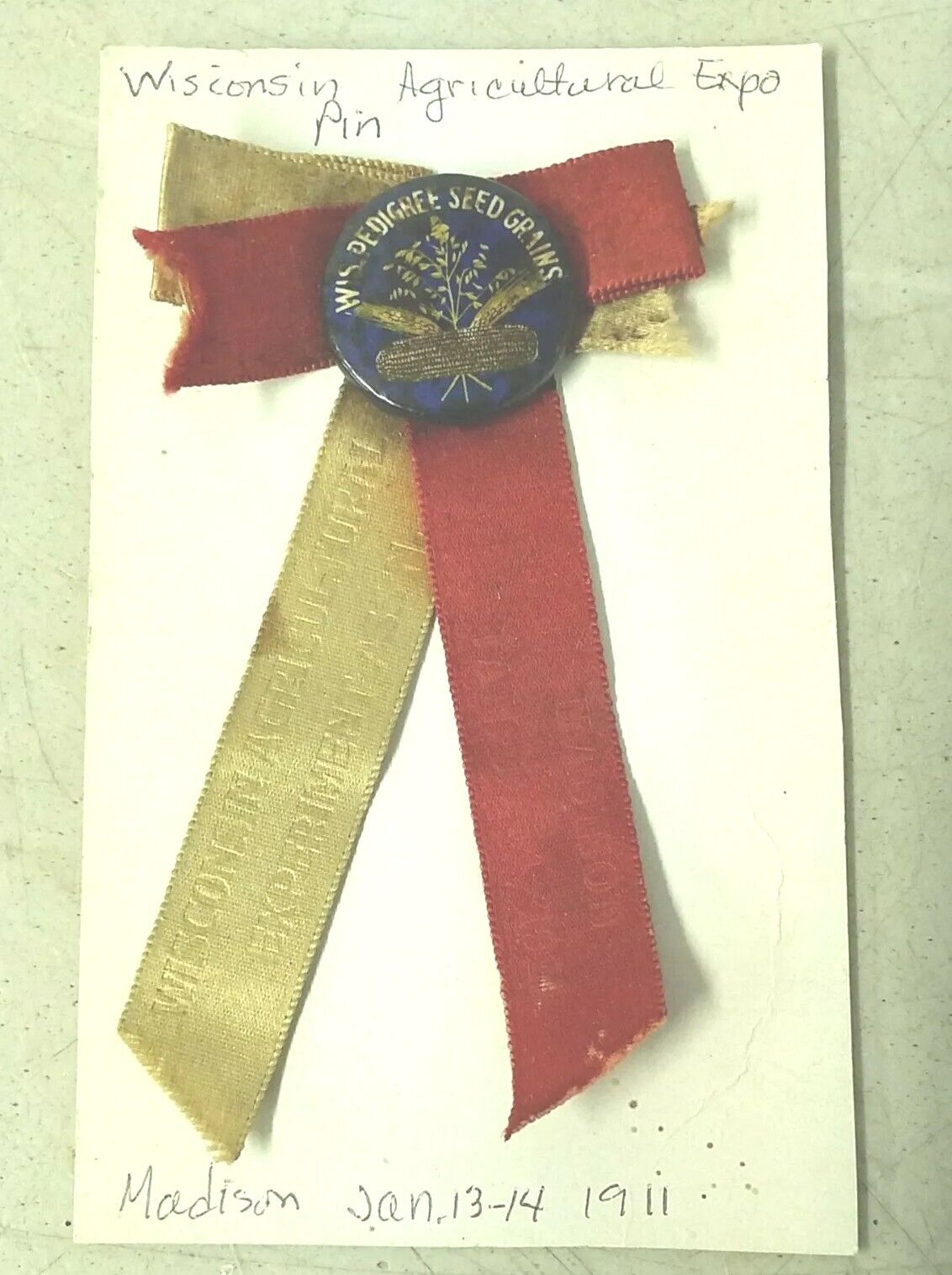 1911 Wisconsin Agricultural Experiment Association Award Ribbon Madison History 