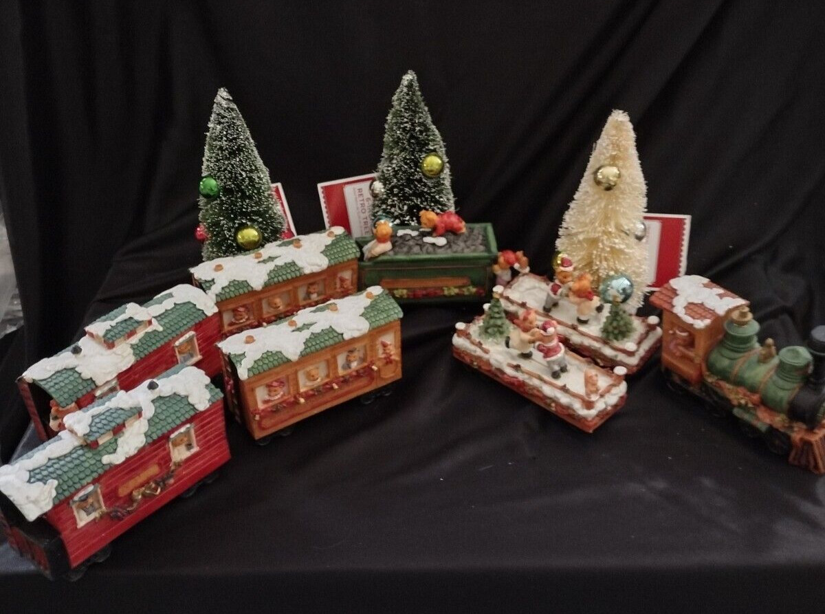 VTG. North Pole Express 8PC Ceramic Train Set~WITH BOXES 1994 & DAILY SHIPPING