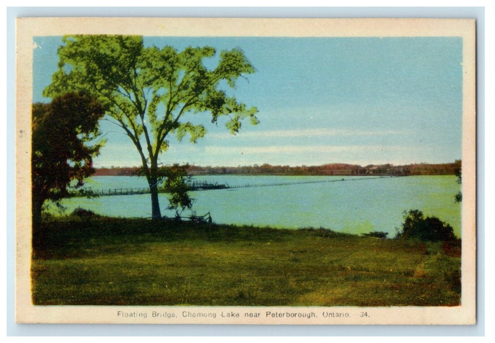 Floating Bridge Chemong Lake Near Peterborough Ontario Canada Vintage Postcard