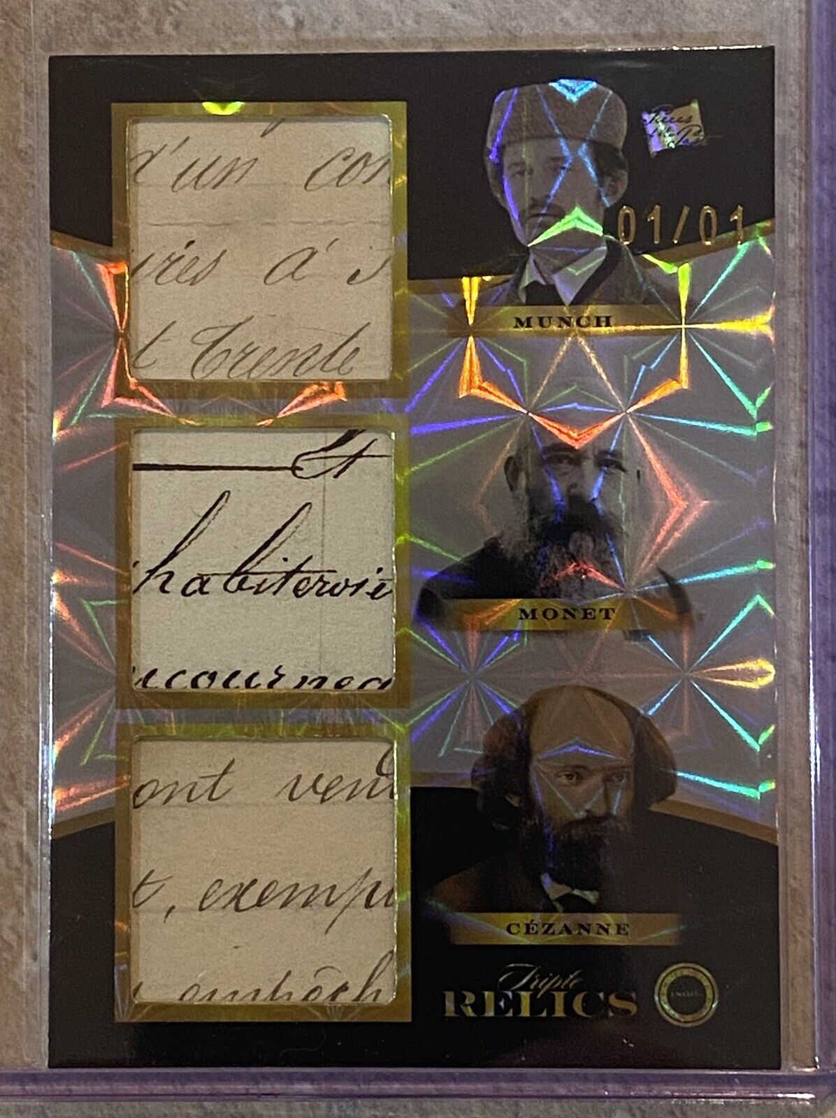 2024 PIECES OF THE PAST TRIPLE WRITING RELIC 1/1 CLAUDE MONET CEZANNE MUNCH