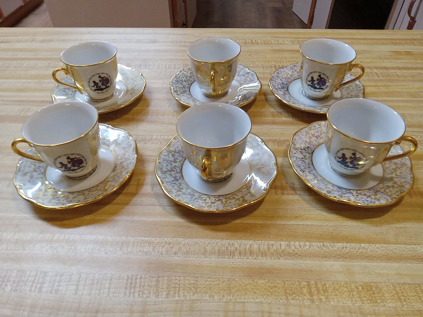 Antique 1927 H&C 6 Cups & 6 Saucers Imported From Czechoslovakia Beautiful Rare