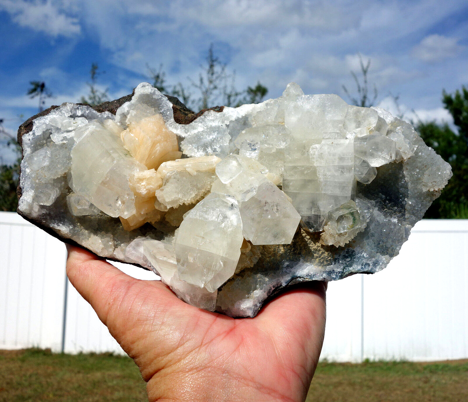 XL Stunning PEACH Stilbite & Apophyllite Crystal Cluster Points Natural For Sale