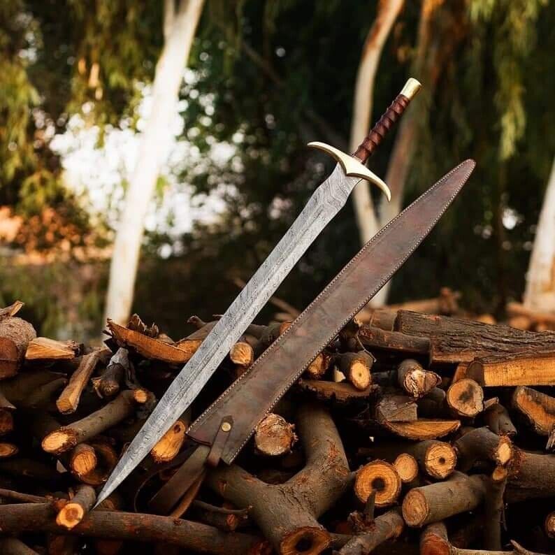 Custom Handmade Damascus Steel Blade Viking Sword | Battle Ready Sword