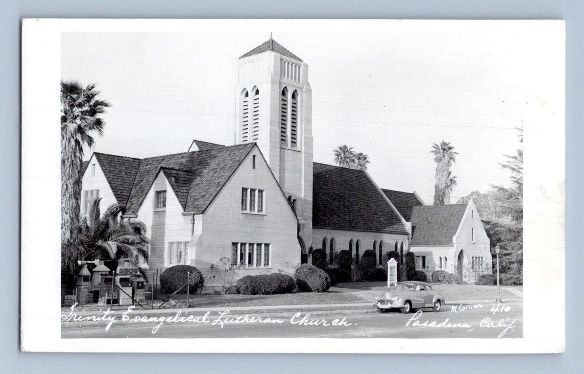 RPPC 1940'S. PASADENA, CAL. TRINITY EVANGELICAL LUTHERAN CHURCH. POSTCARD. FF16