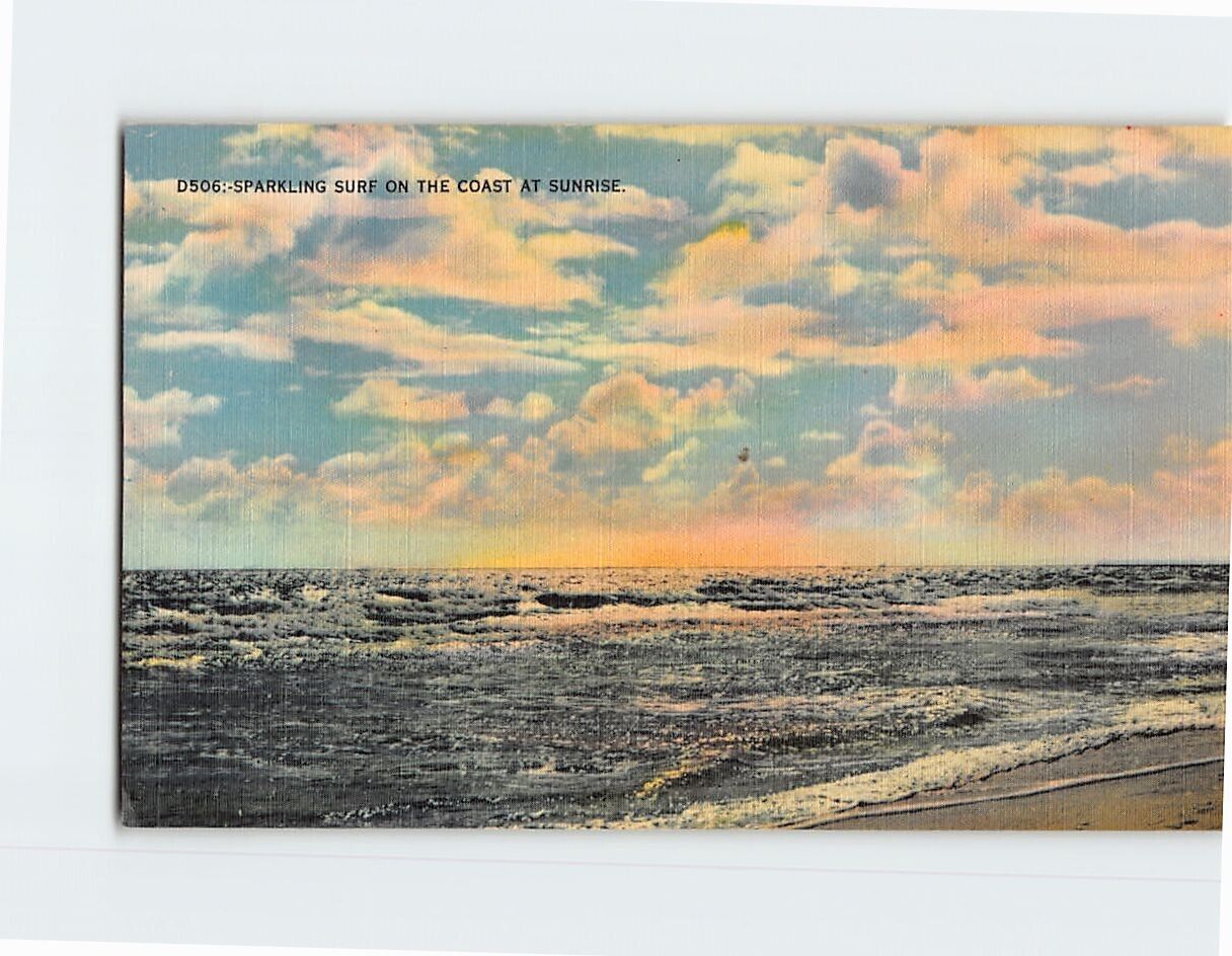 Postcard Sparkling Surf on the Coast of Sunrise