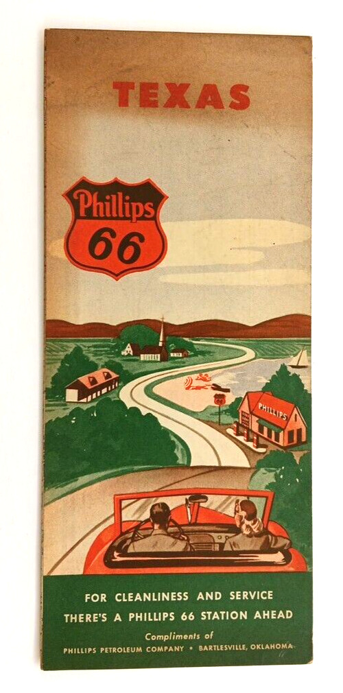Vintage 1945 Phillips 66 Road Map Texas