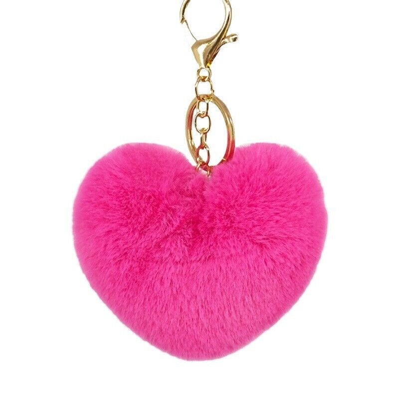 Sweet Pink Heart Plush Valentine\'s Day Women\'s Bag Pendant Keychain