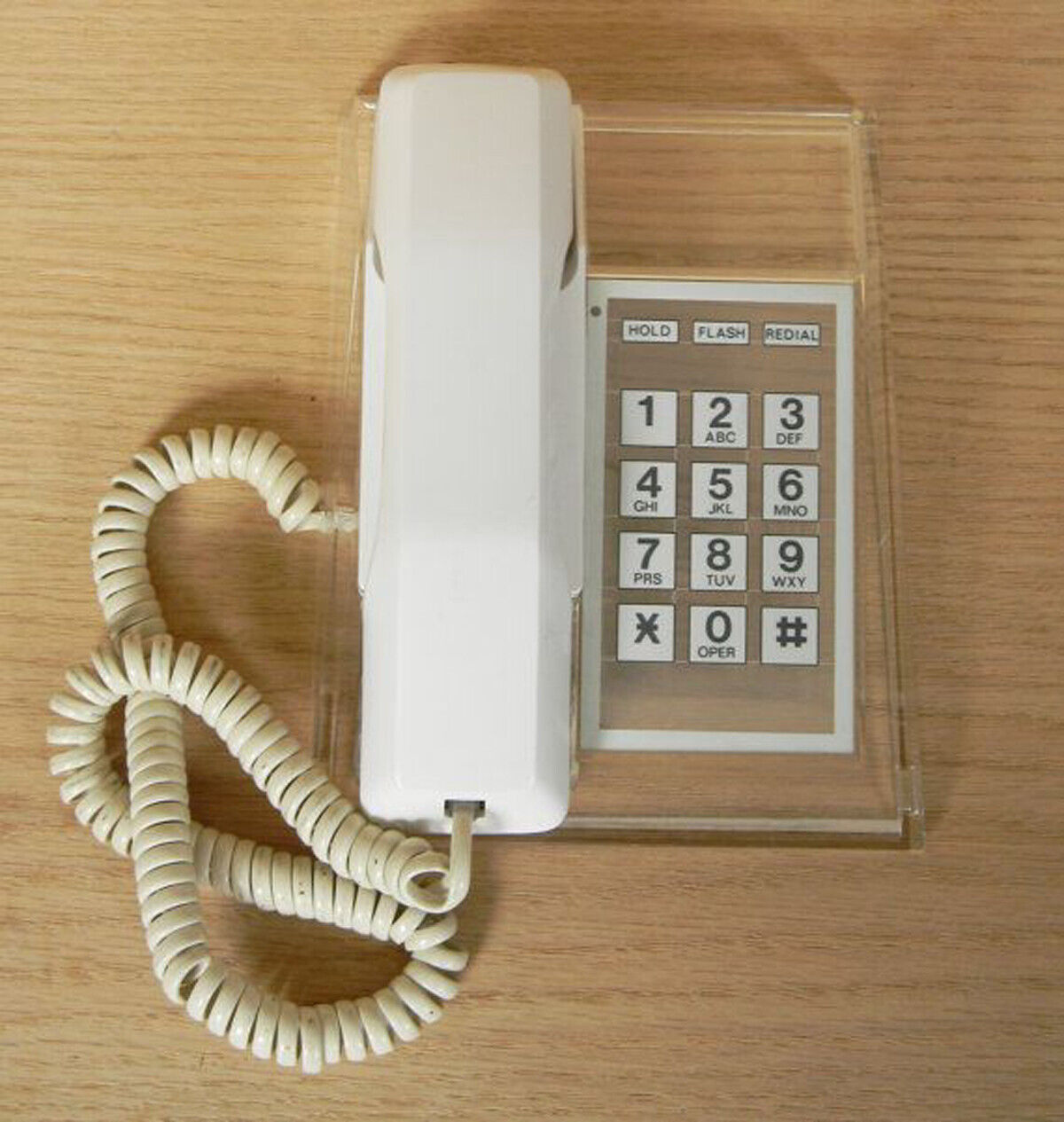 Vintage PARAMOUNT CLEAR TALK Corded Phone Lucite Desk Telephone 80s NEW