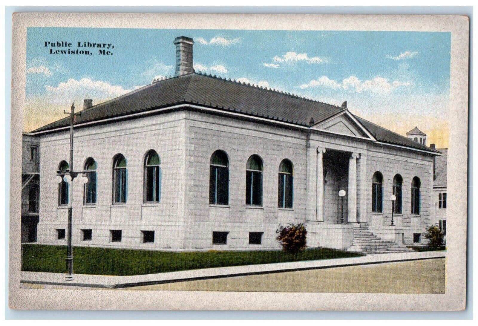c1910's Public Library Street View Lewiston Maine ME Unposted Antique Postcard