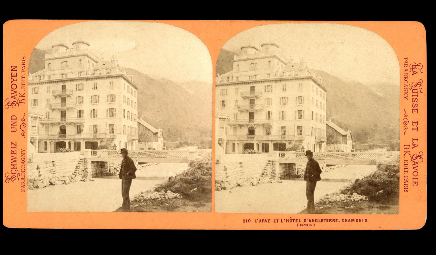 France, Chamonix, l'Arve et Hôtel d'England, ca.1870, stereo France