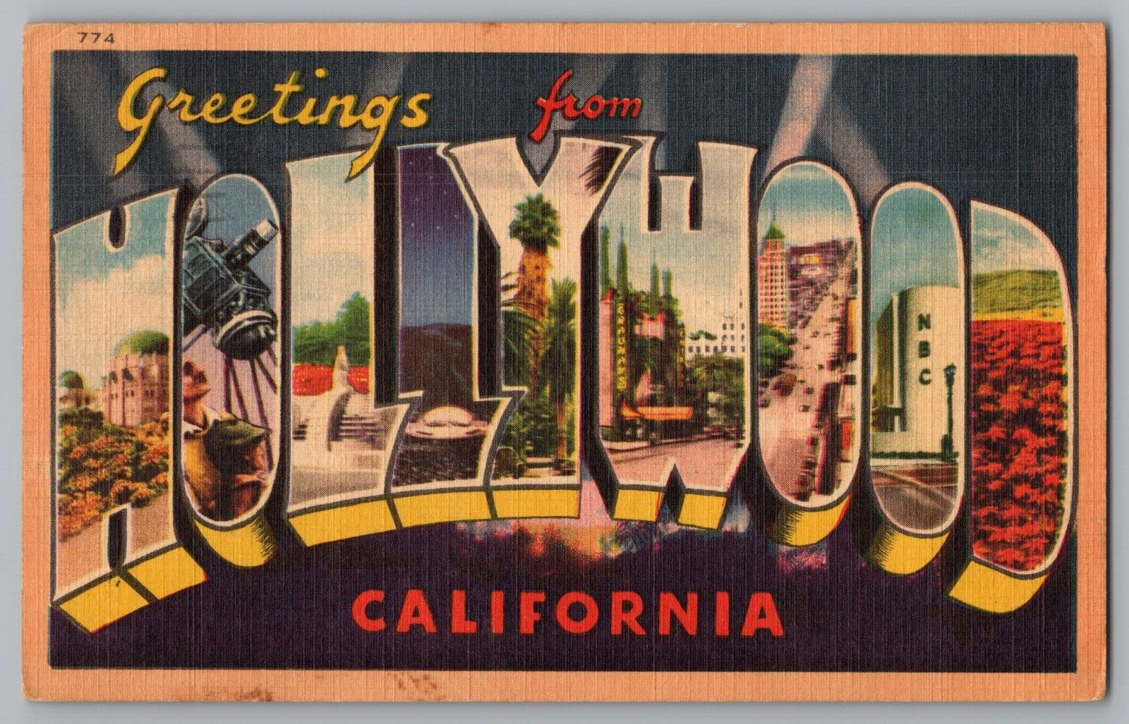 Postcard Greetings From Hollywood, California, Large Letter