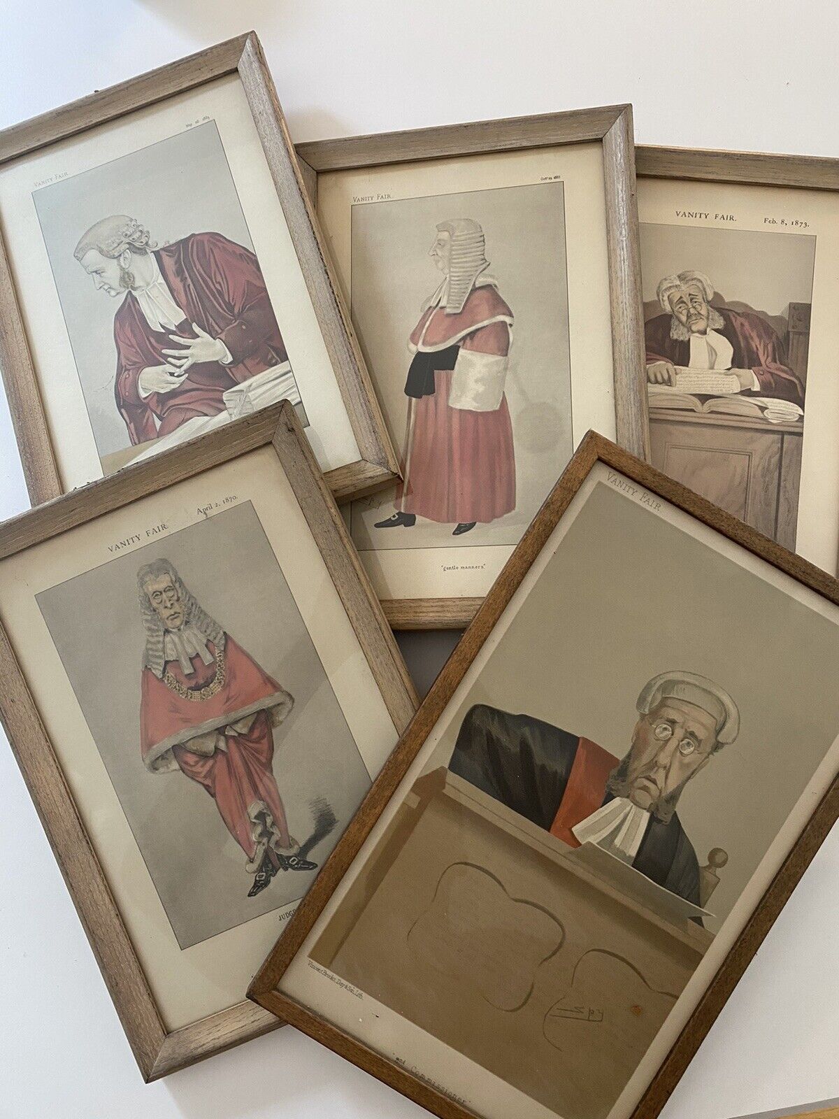 1873-1888  Vanity Fair Spy Cartoon  - Judges - Lot of 5 Different - All Framed