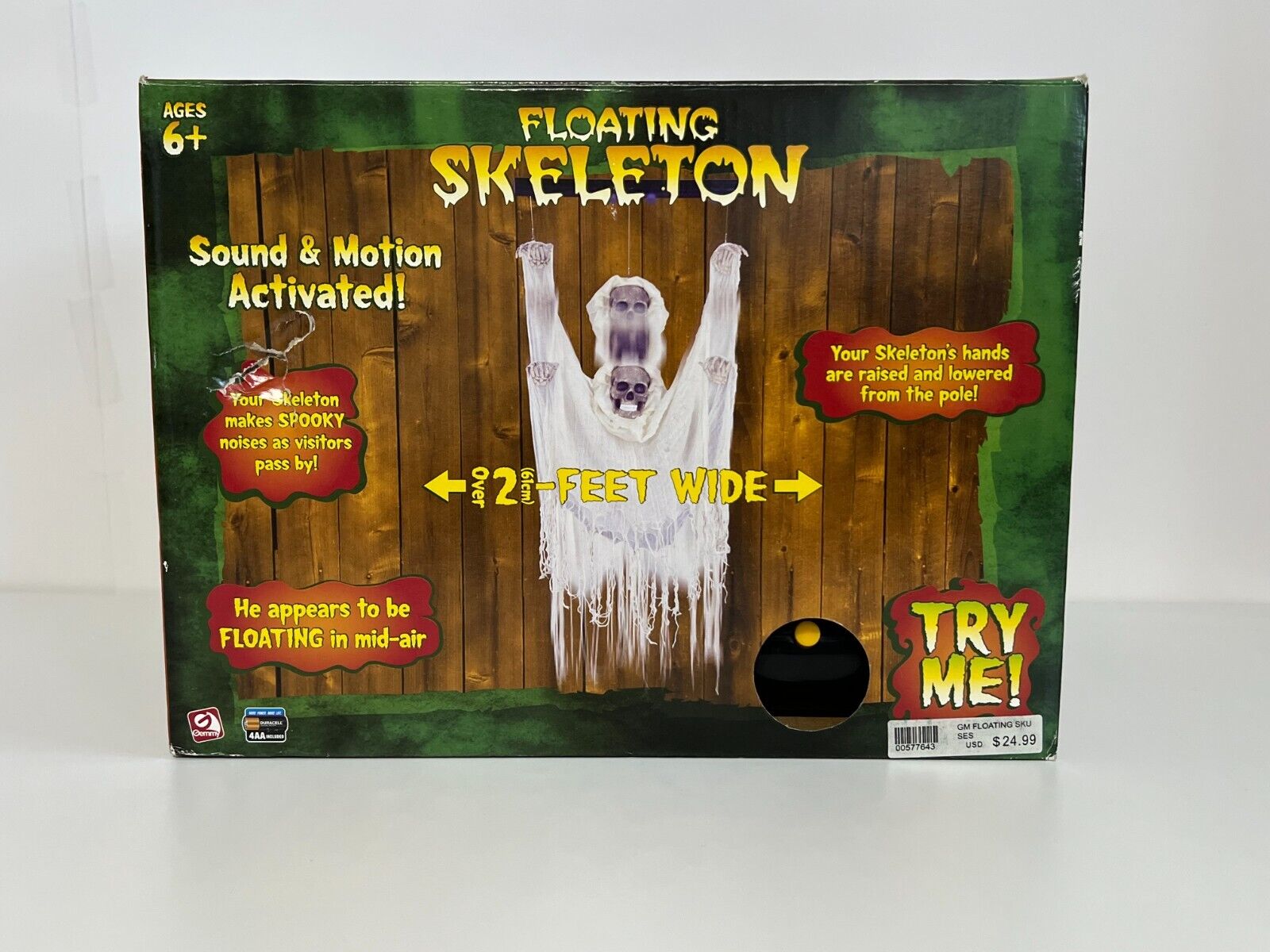 Vintage GEMMY Halloween Floating Skeleton Ghost Vintage Prop New In Box Rare
