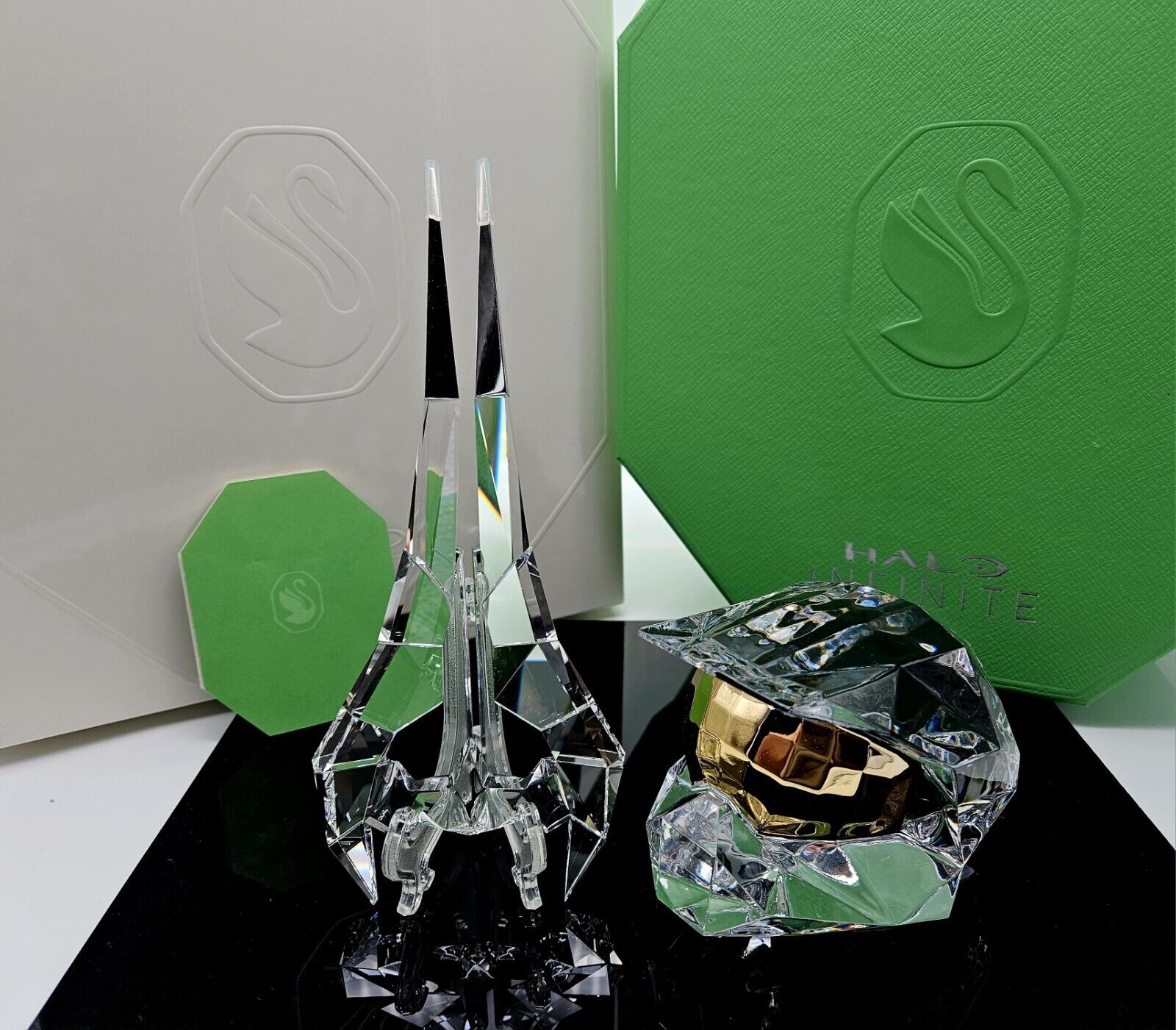 Swarovski Halo Master Chief Helmet Sword Crystal Set Artist Proof AP/117 in Box