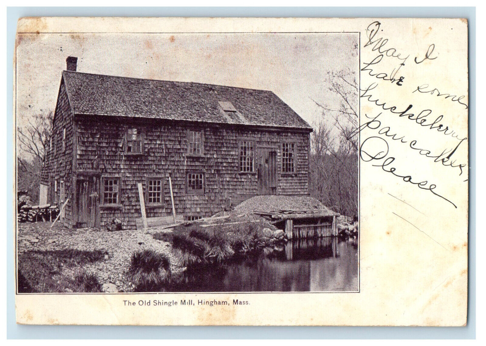 1905 The Old Shingle Mill, Hingham MA Rockland MA PMC Posted Postcard
