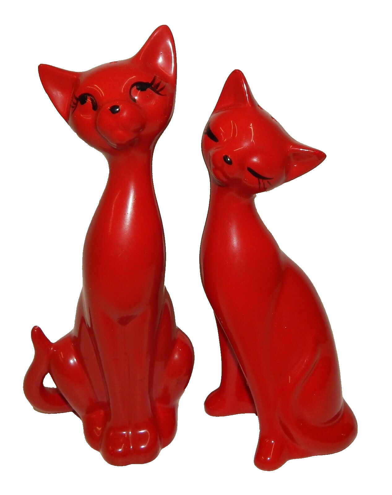 Norcrest Mid Century Tall Red Cat Salt & Pepper Shakers Japan