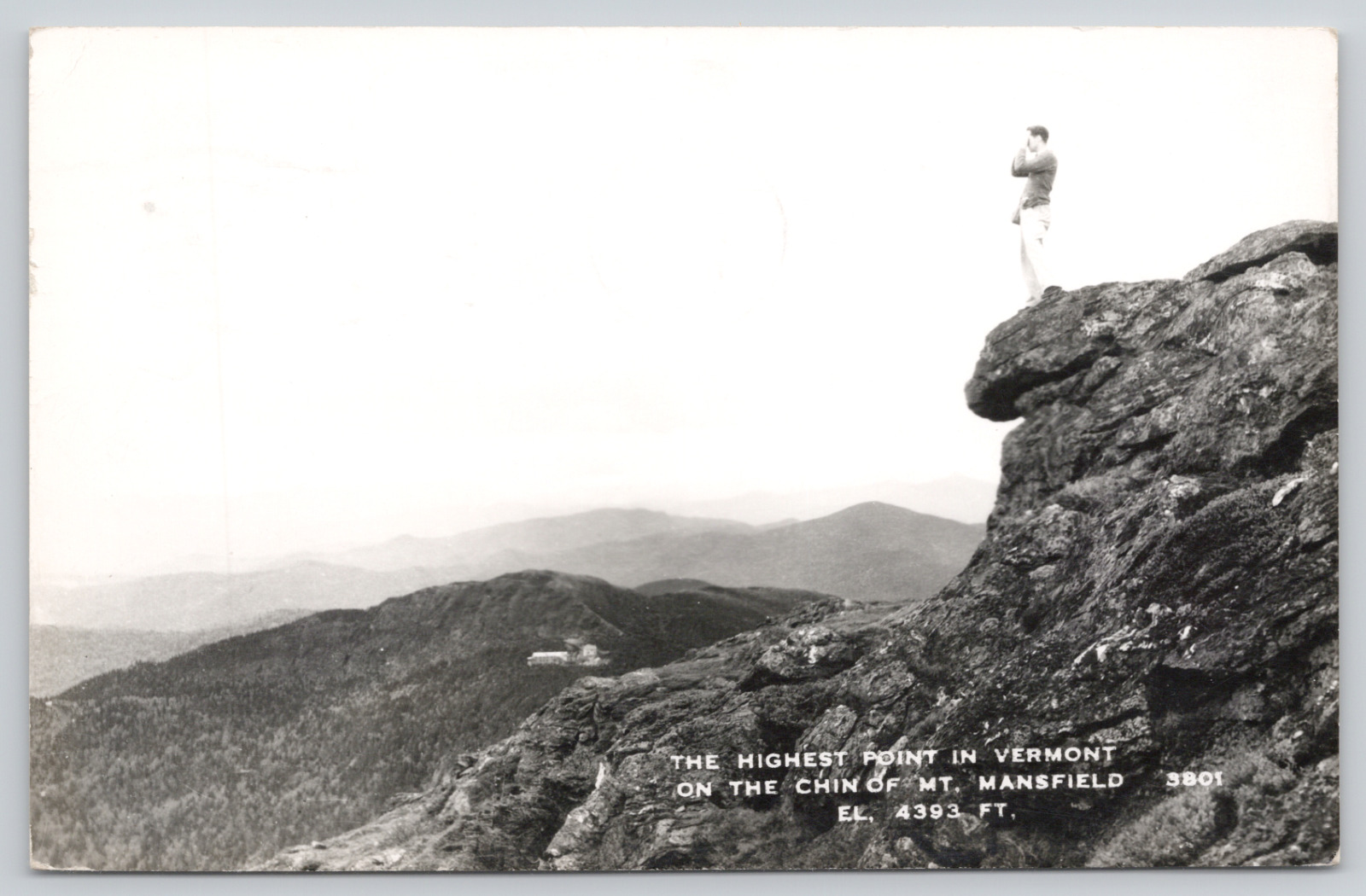 RPPC 1956, Highest Point in Vermont, On The Chin of Mt. Mansfield A1014