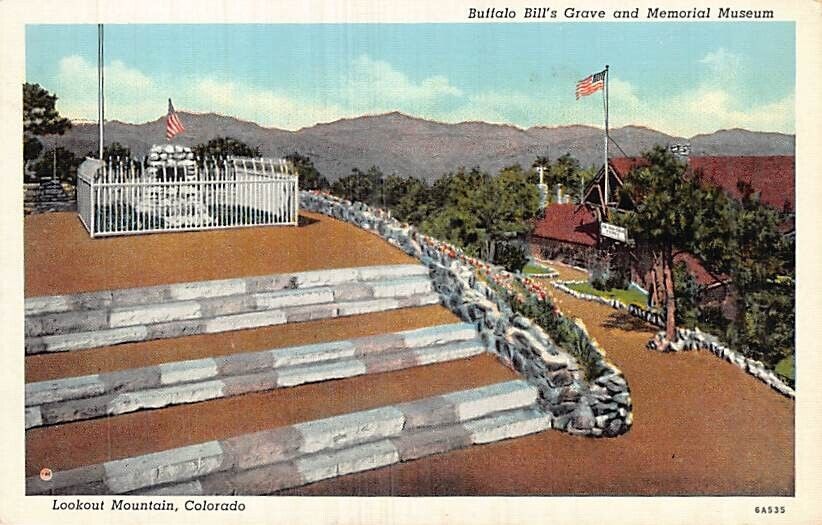 Postcard CO: Buffalo Bill's Grave & Museum, Denver, Colorado, Antique WB 1920's