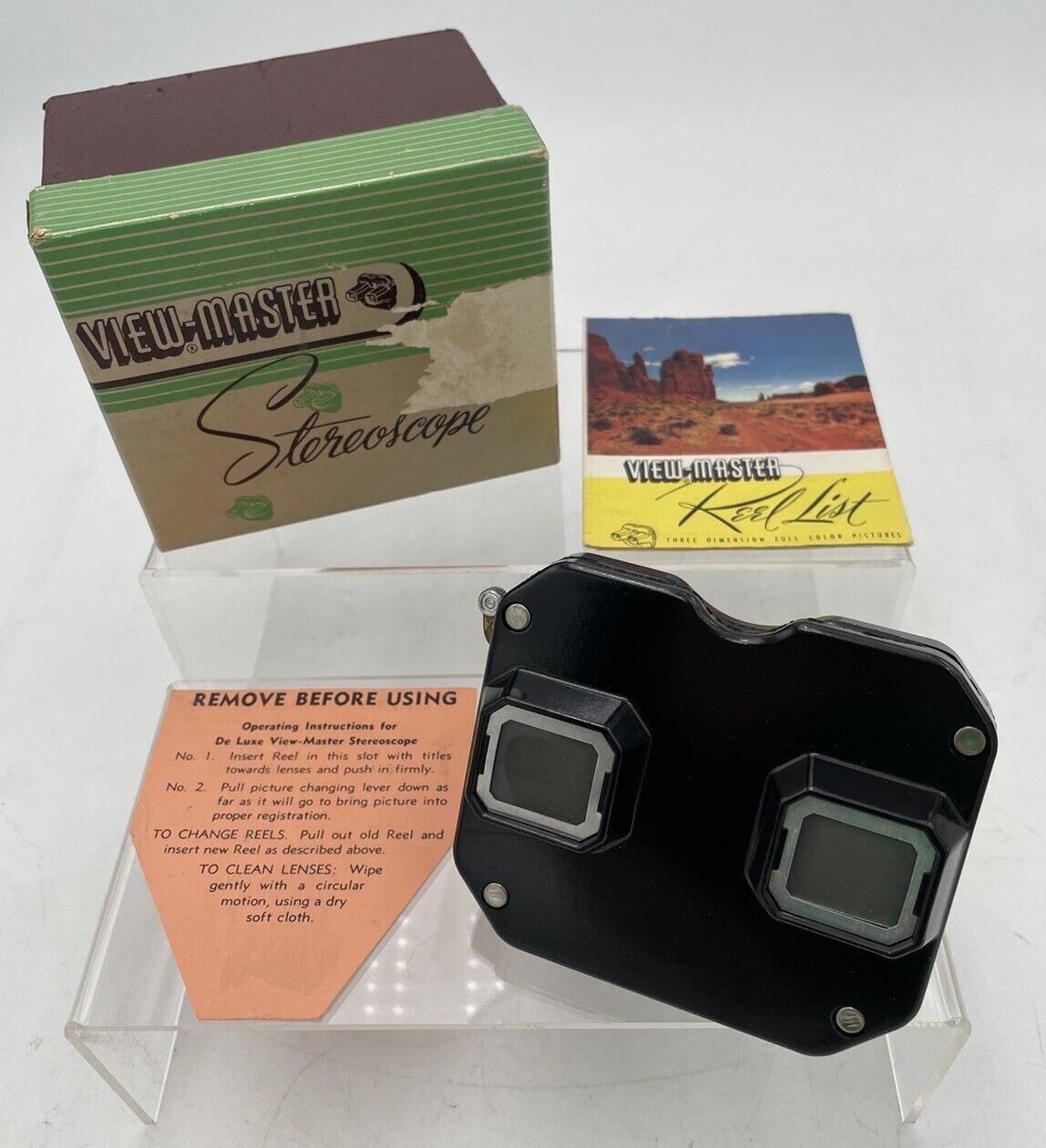 VTG 1950’s Sawyer’s De Luxe View Master Stereoscope Black Bakelite w Box