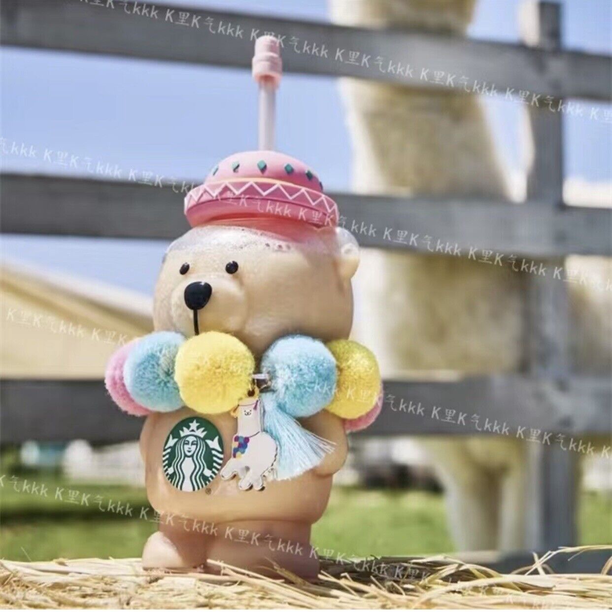 Starbucks 2024 China Summer Alpaca Paradise Cute Bear 16oz Glass Cup Ship July