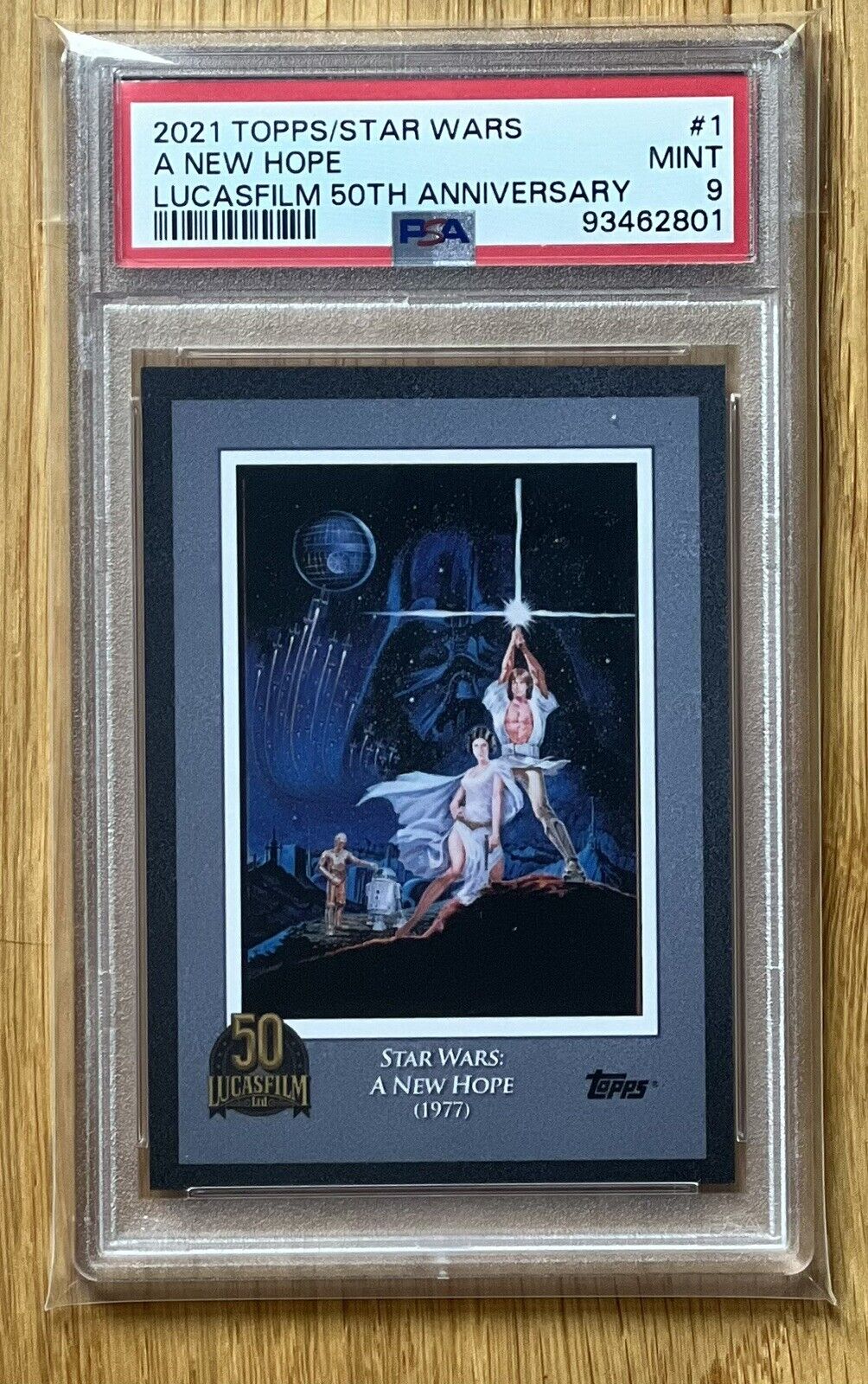 Star Wars 2021 TOPPS #1 A New Hope Lucasfilm 50th Anniversary Poster Card PSA 9