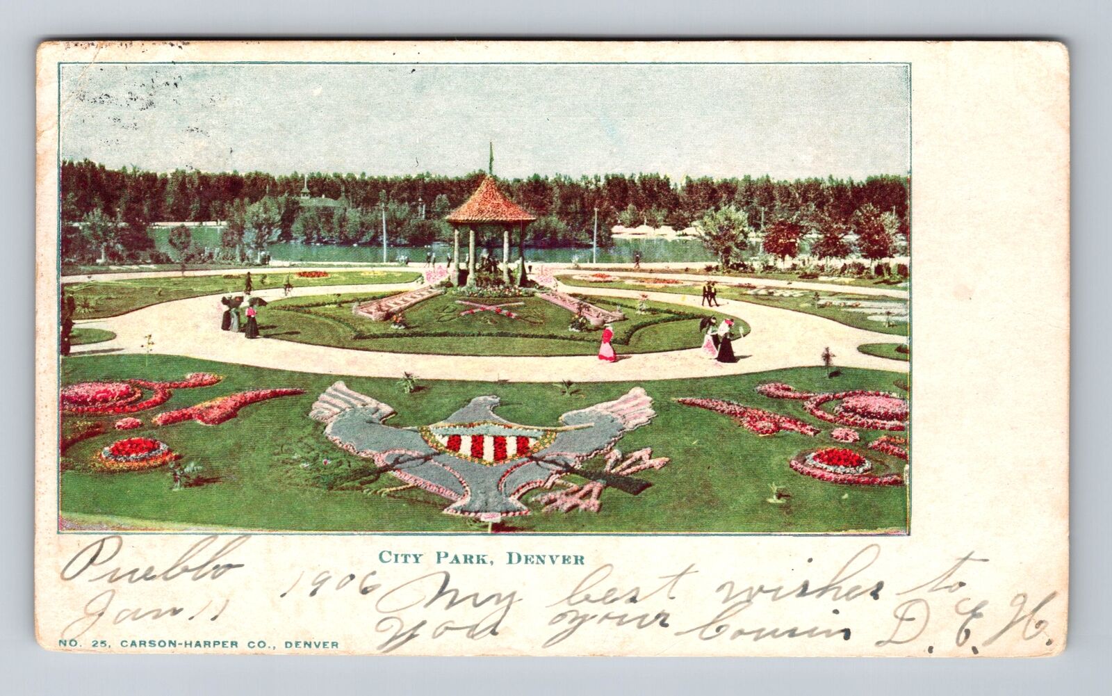 Denver CO-Colorado, City Park, Antique, Vintage c1906 Postcard