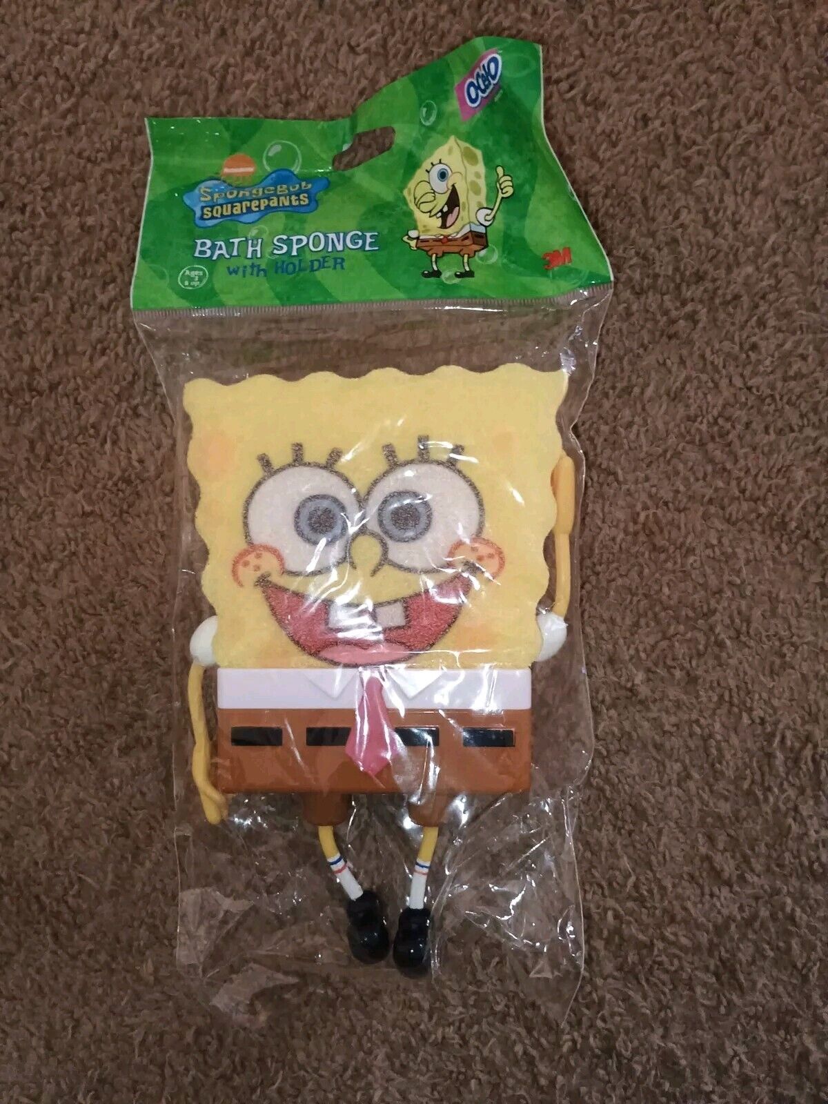 VTG New Spongebob Squarepants Bath Sponge and Holder 2002 Toy