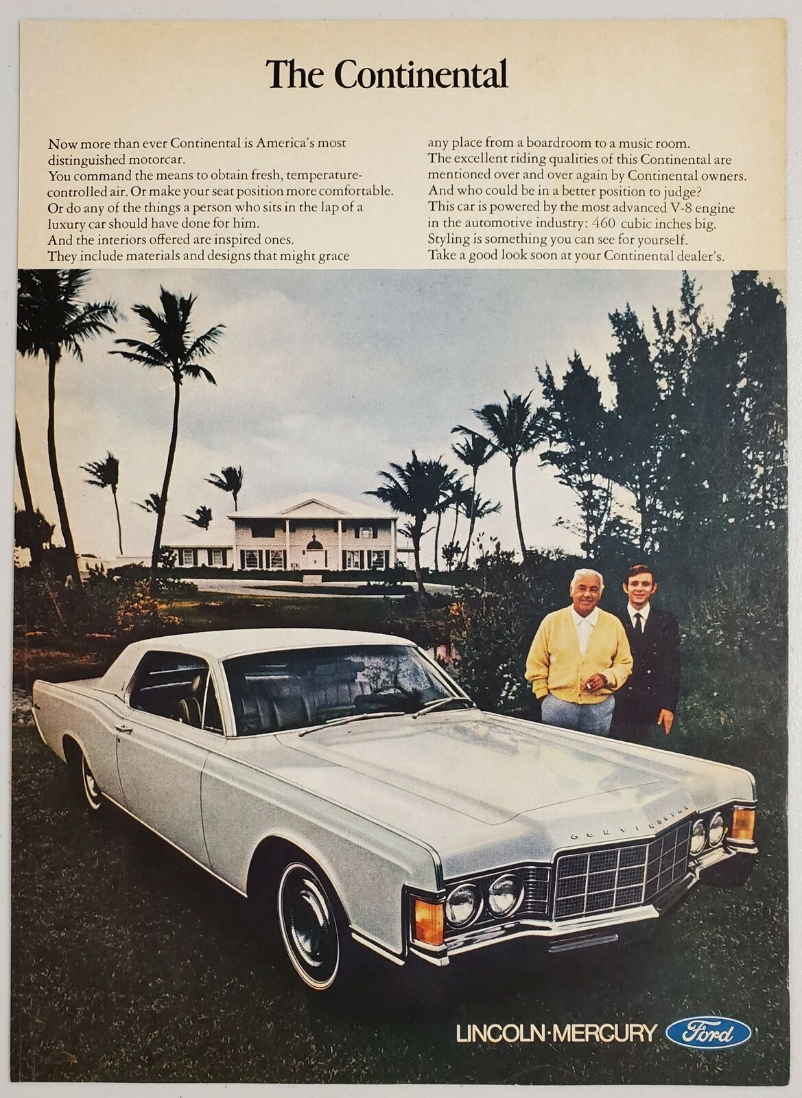 1969 Print Ad Lincoln Continental 2-Door Luxury Cars Distinguished Motorcar
