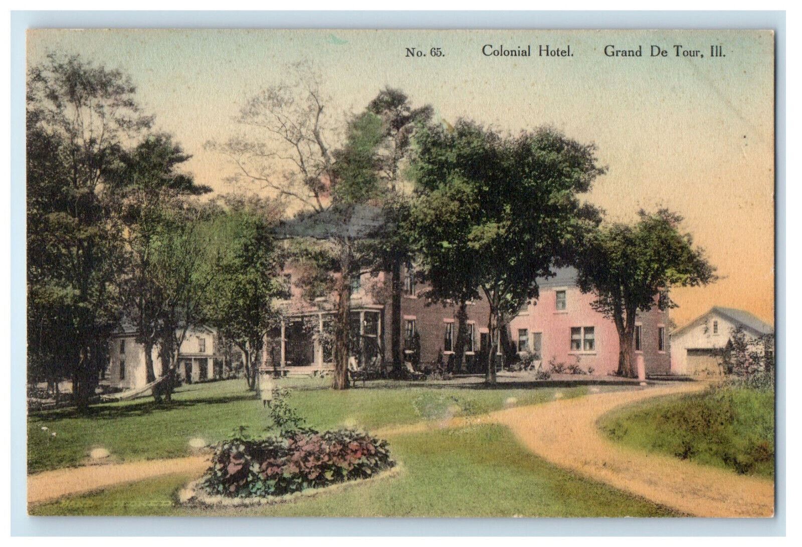 c1910 Colonial Hotel, Grand De Tour Illinois IL Antique Unposted Postcard