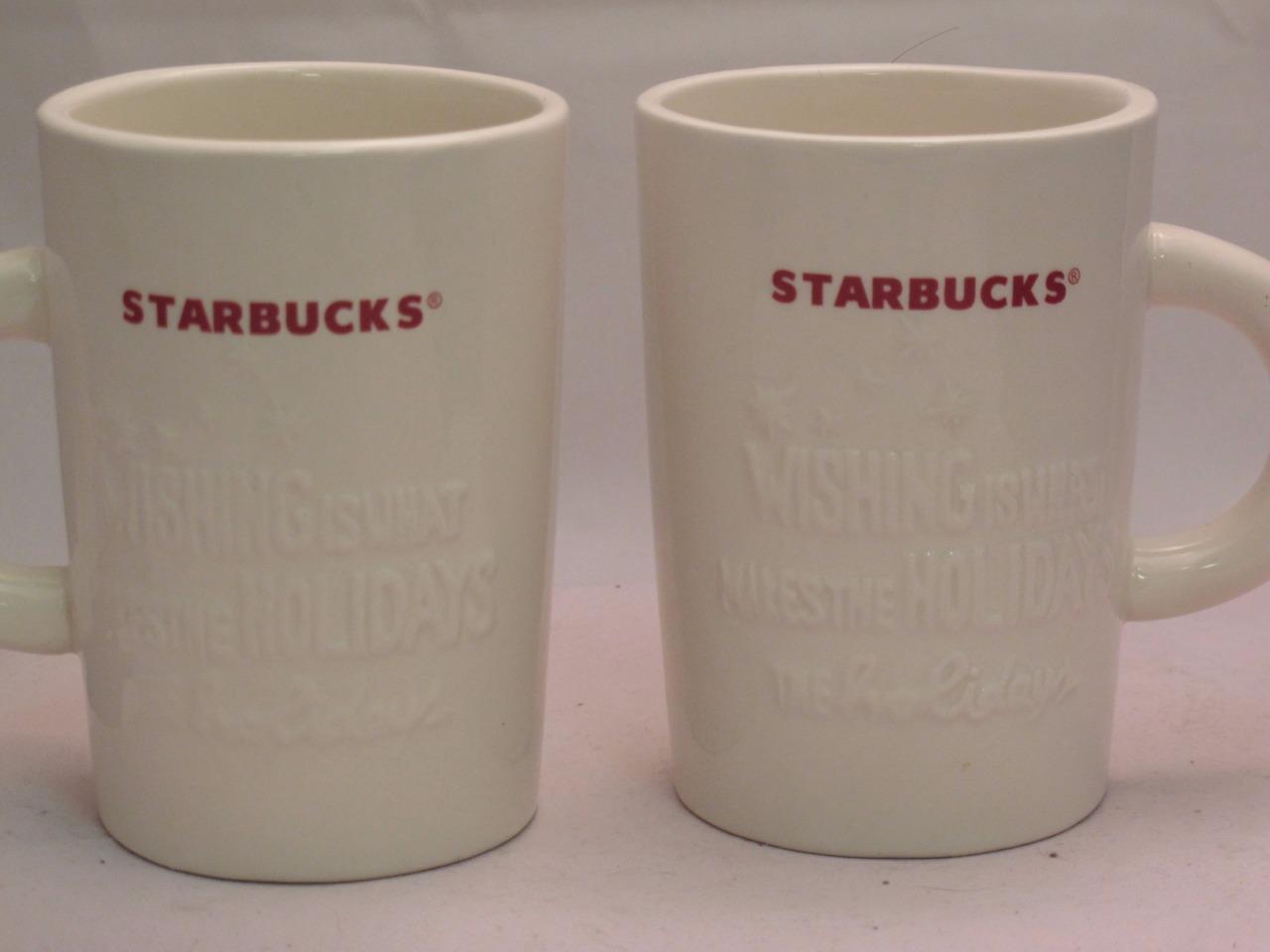 Starbucks 2010 Coffee Mug Wishing is what makes the holidays Set of Two