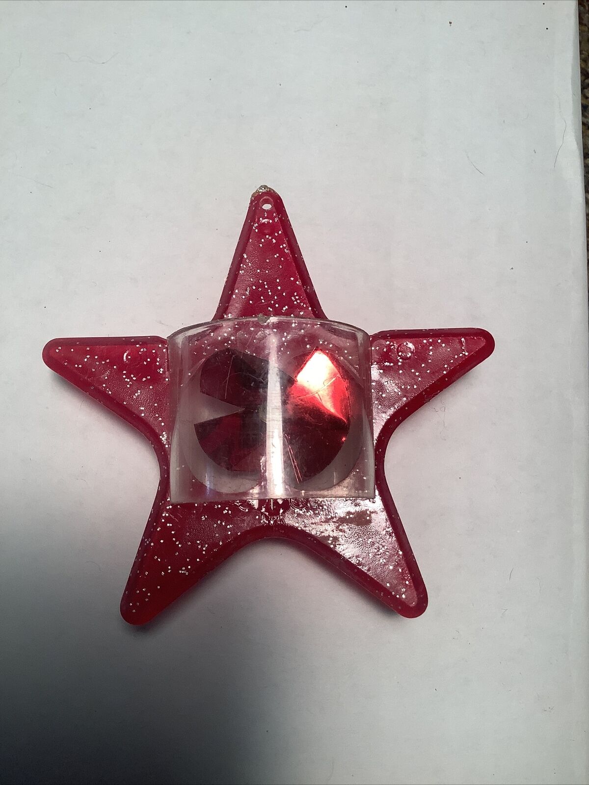 Vintage Christmas Star Spinner Ornament   Hard Plastic