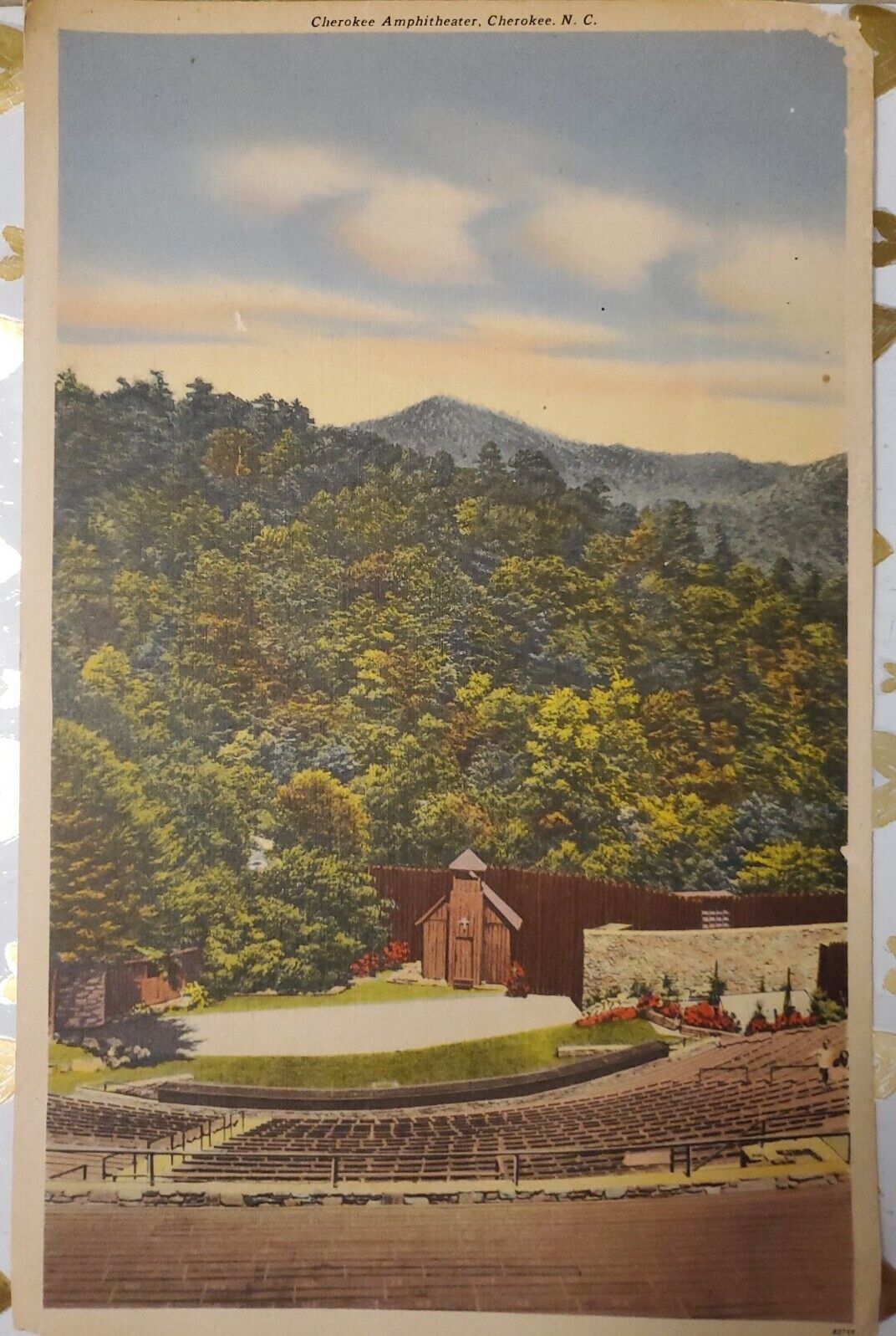 Vintage Giant Jumbo Postcard Cherokee Amphitheater NC North Carolina 11\