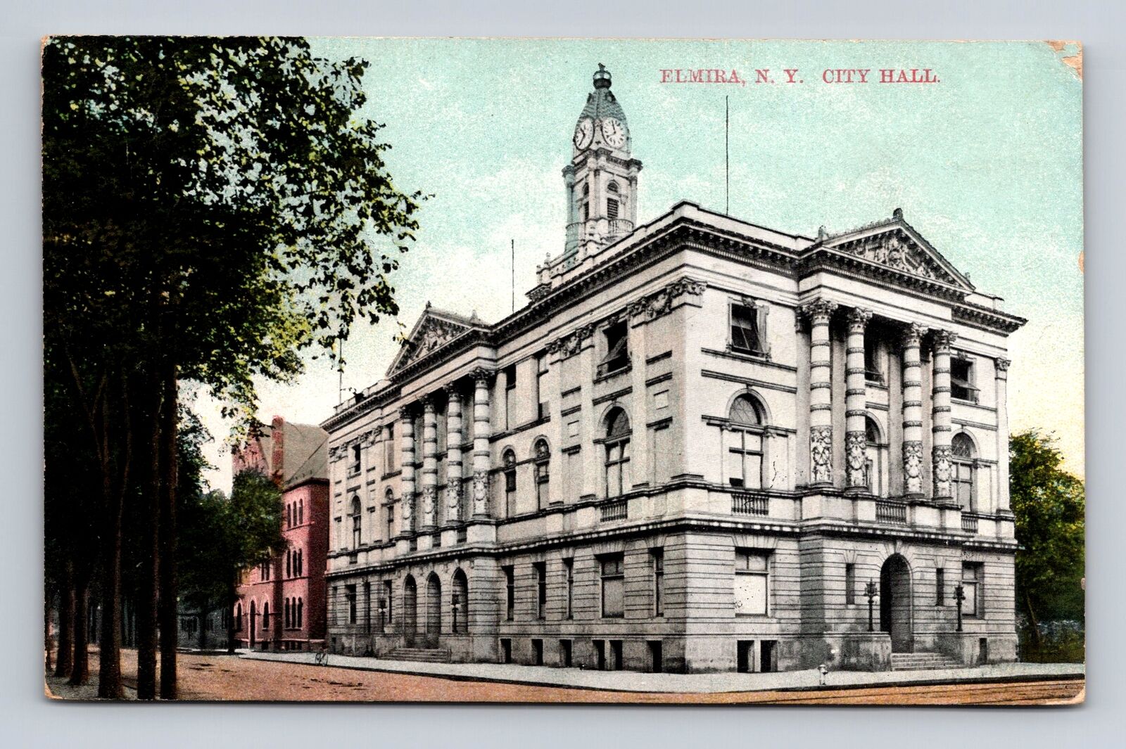 Elmira NY-New York, City Hall, Antique Vintage Souvenir Postcard