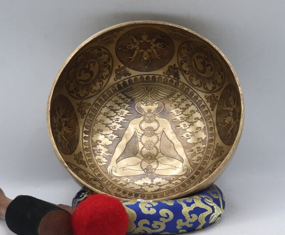 9 Inches Yogi Bowl-Tibetan Singing Bowl-Himalayan Superfine Carving Singing Bowl