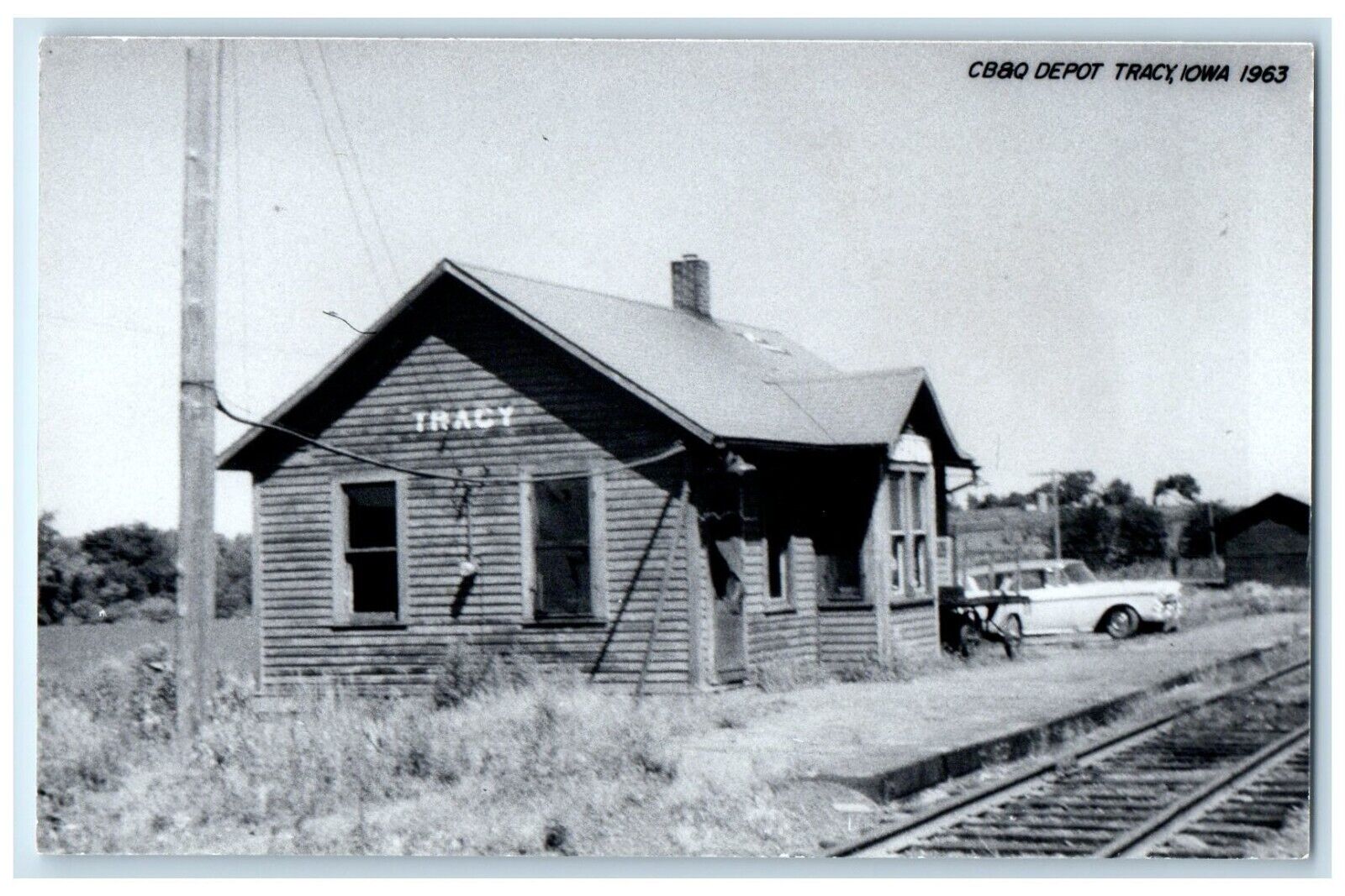 c1963 CB&Q Depot Tracy Iowa IA Railroad Train Depot Station RPPC Photo Postcard