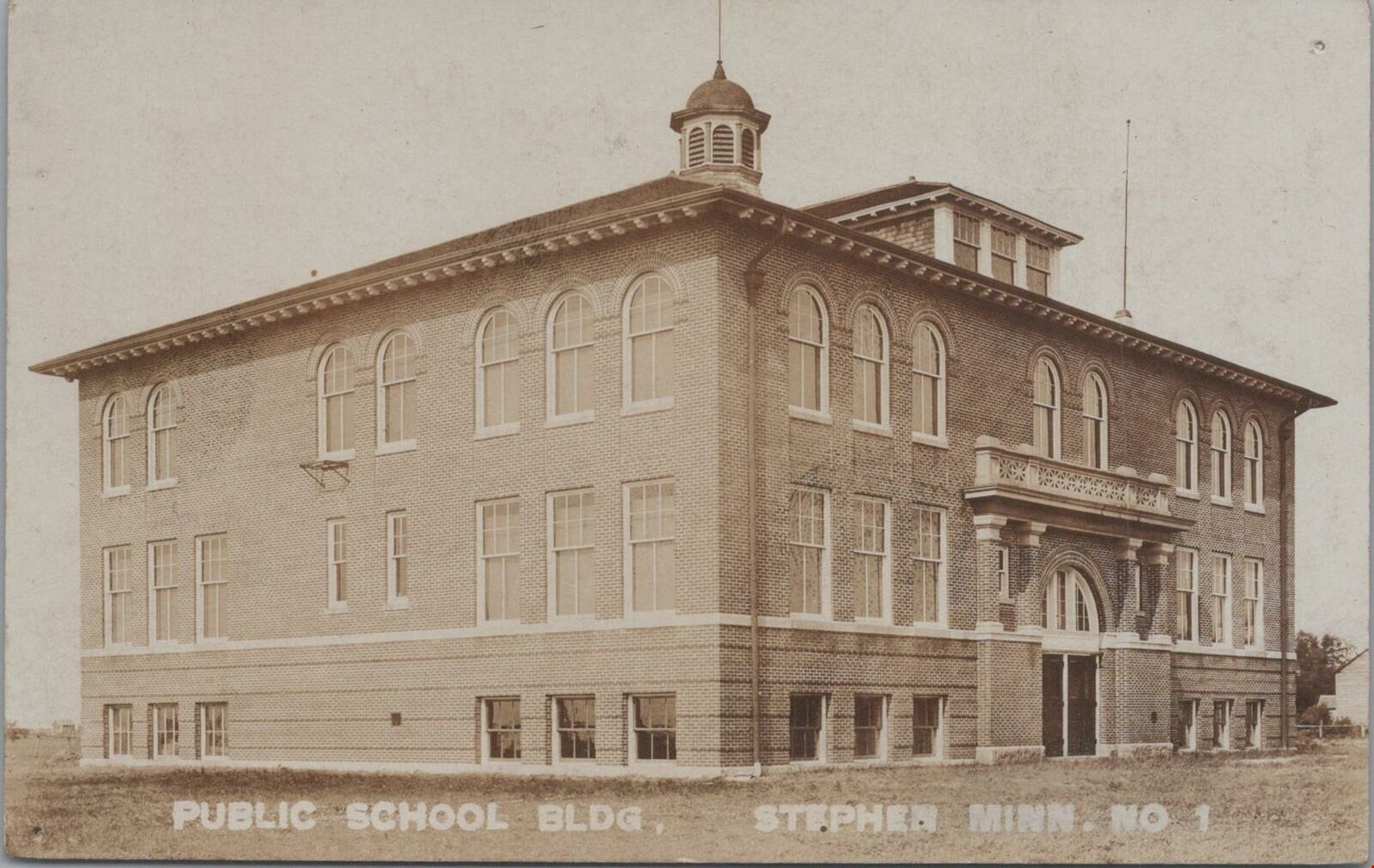 RPPC Postcard Public School Bldg Stephen MN No 1 