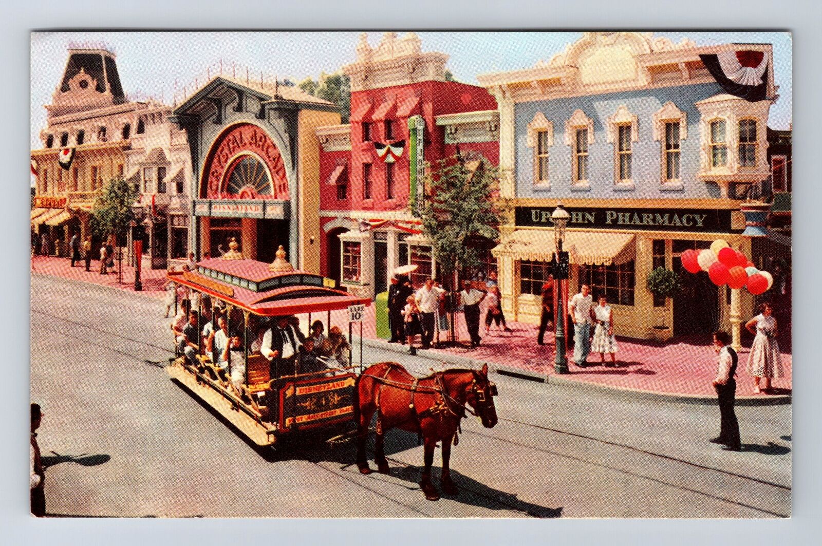 Anaheim CA-California, Main Street Disneyland, Antique Vintage Souvenir Postcard