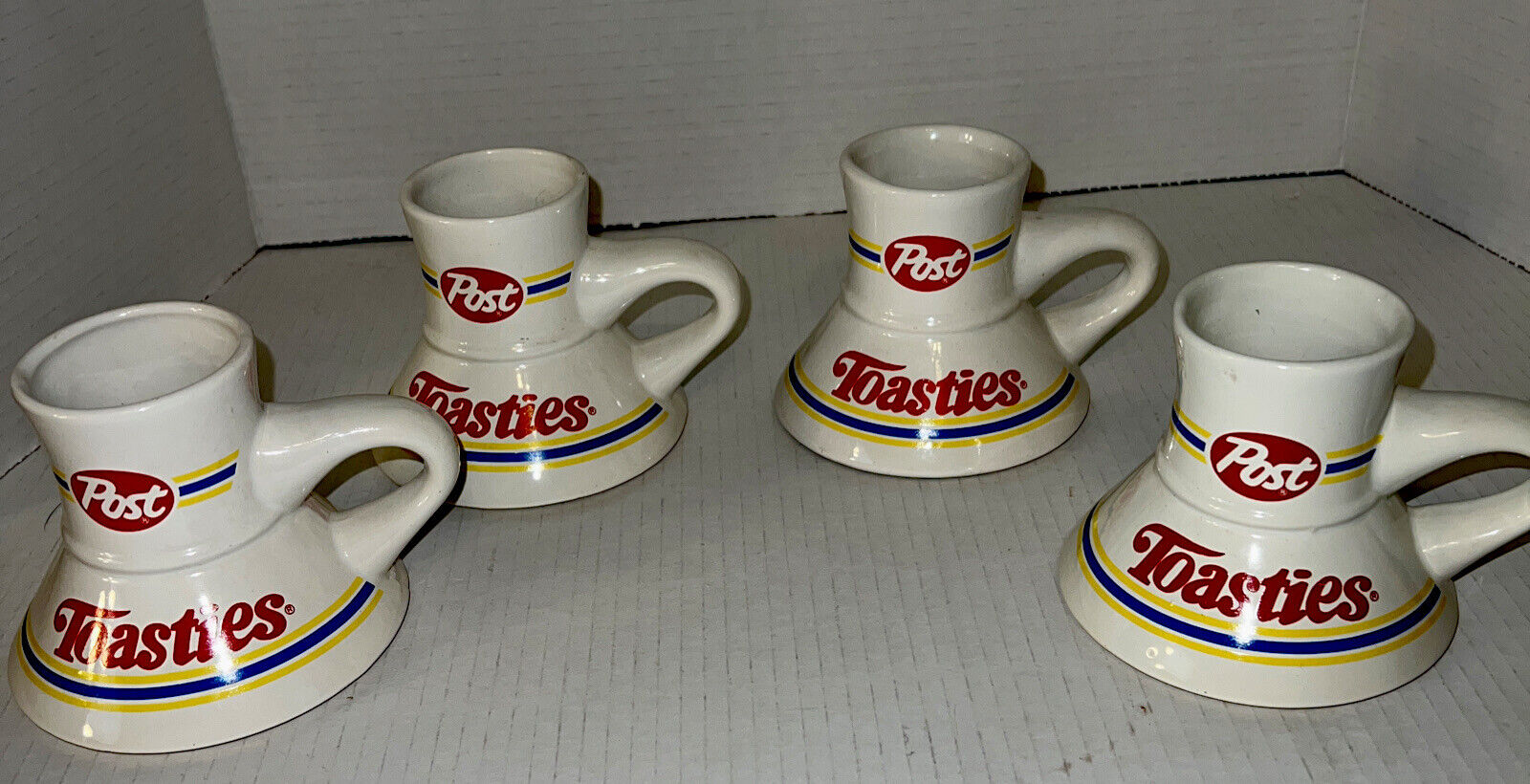 Set Of 4~Post Toasties Cereal - Coffee Cup No-Slip Mug Advertising Vintage