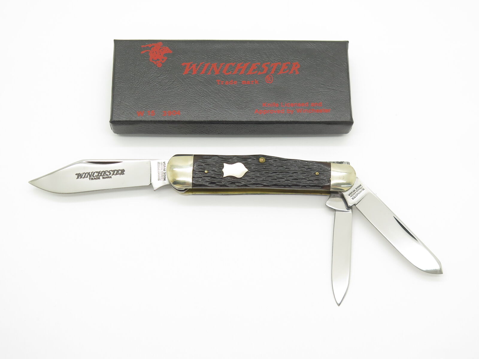 Vintage 1988 Winchester USA 3904 Jigged Bone Whittler Folding Pocket Knife