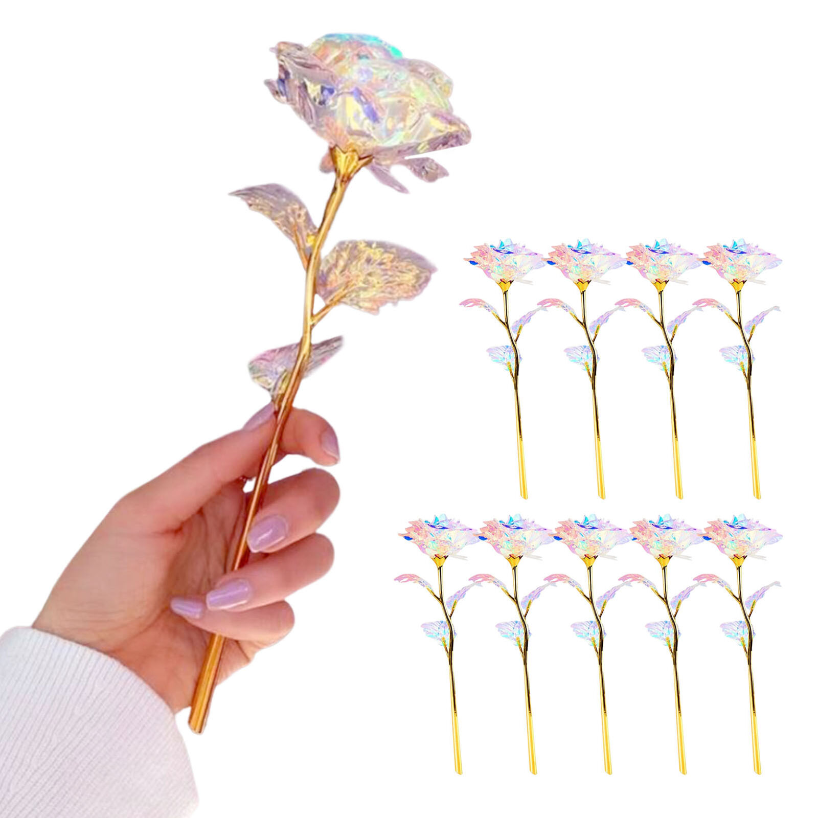 10pcs 24k simulation rose Valentine's Day gift without lamp
