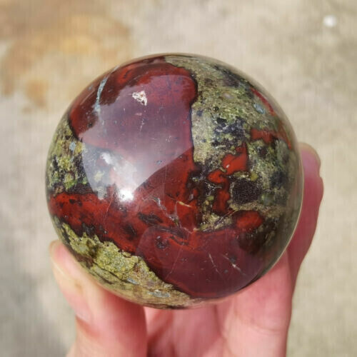 Natural Dragon\'s blood stone sphere Quartz Crystal Ball Reiki Healing Gift 50mm+