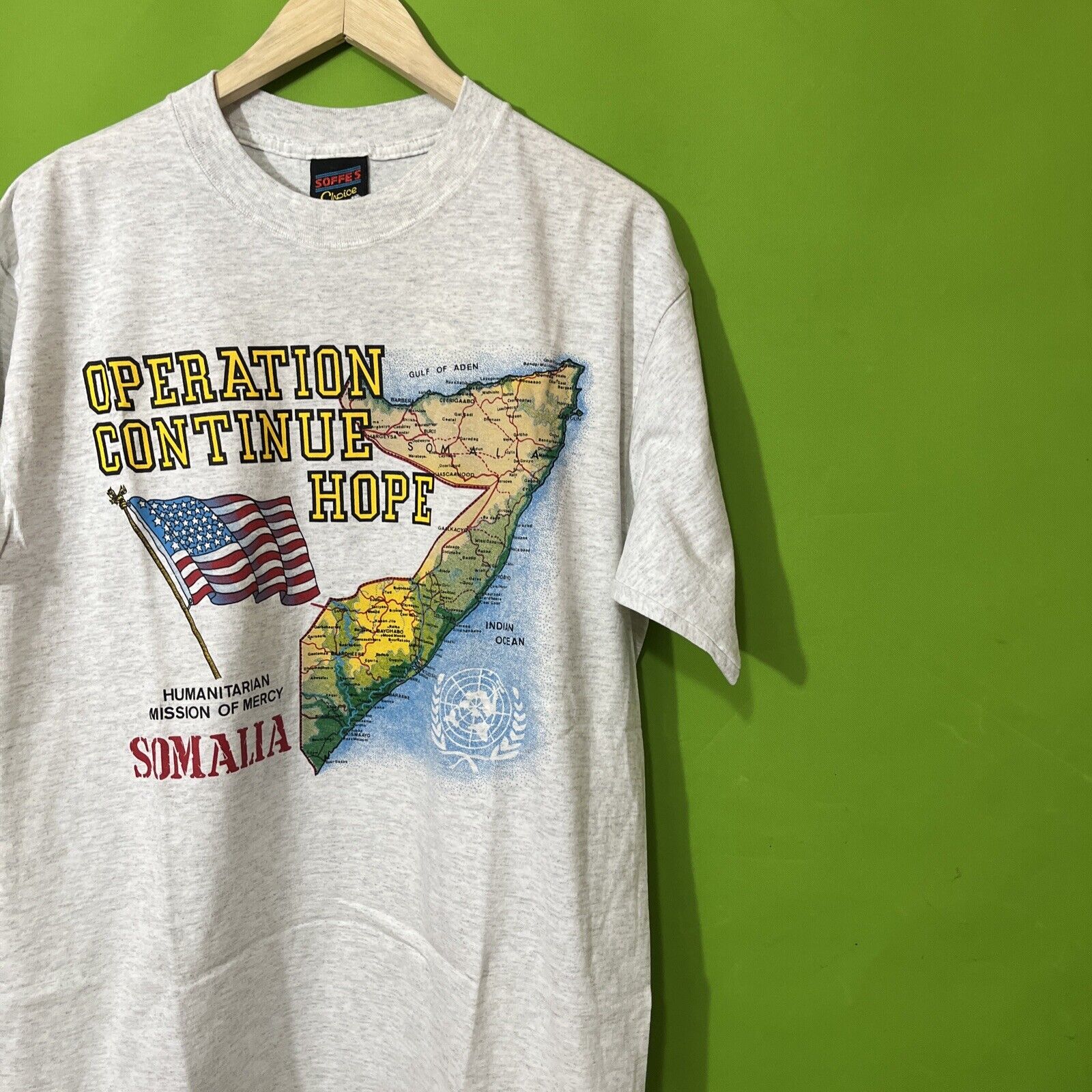 Vintage DS Operation Continue Hope Shirt L 90s Military Single Stitch Somalia