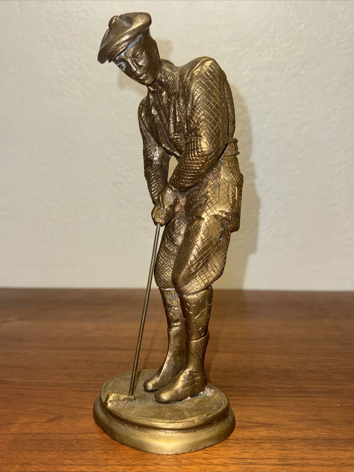 Vintage Brass Sculpture Scottish Golfer Putting 12” 5lbs Golf PGA St. Andrews